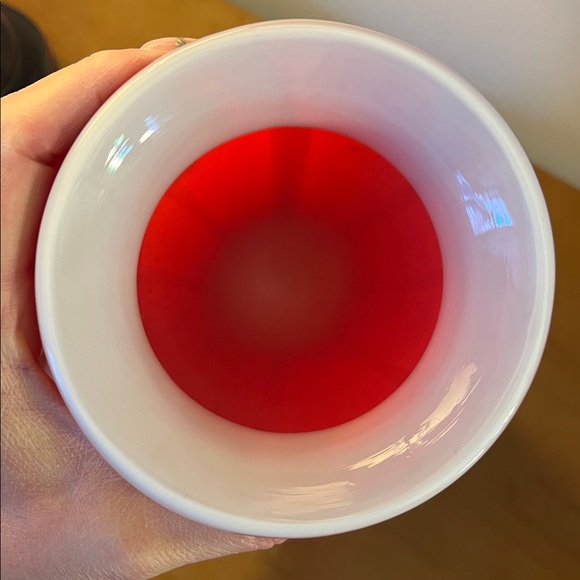 Vintage Red and White Striped Art Glass Vase - Picture 4 of 7